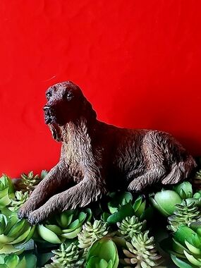 Sitting Ceramic SPANIEL / Irish Setter Brown Dog Figurine / Decor / Gift